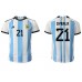 Billige Argentina Paulo Dybala #21 Hjemmetrøye VM 2022 Kortermet